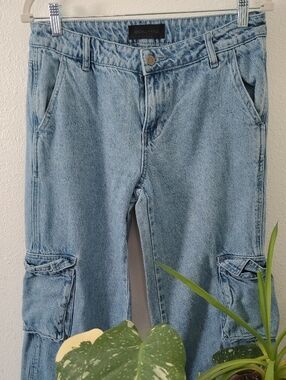 Kendall & Kylie Light Blue Denim Jeans with Black Logo Patch